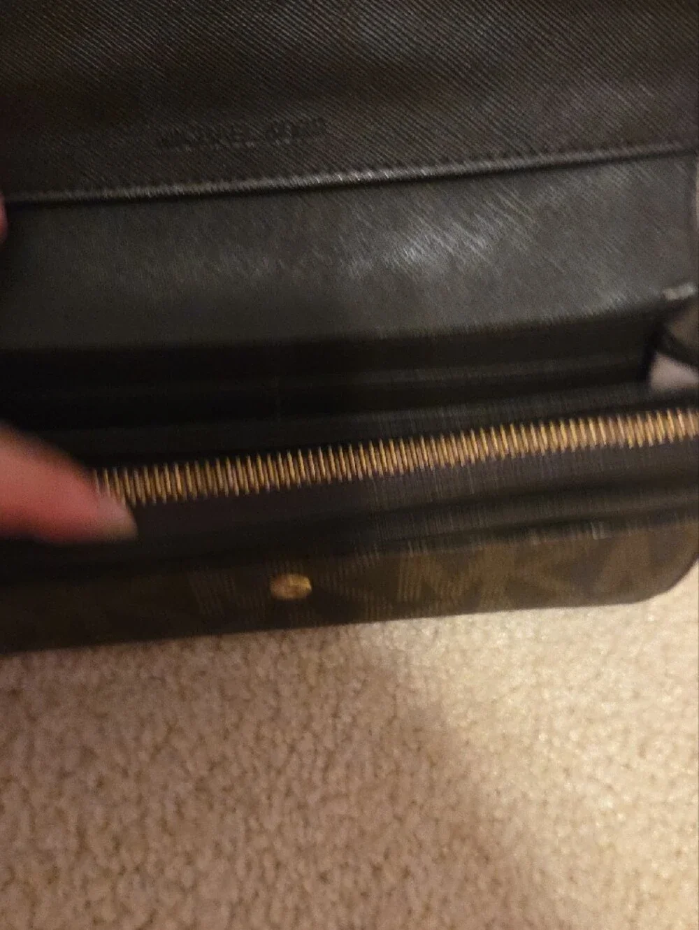 Michael Kors Tan and Black MK Continental Wallet